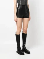 PINKO High Waisted Leather Shorts US