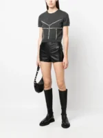 PINKO High Waisted Leather Shorts USA