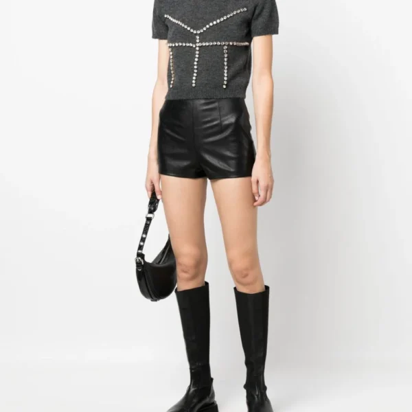 PINKO High Waisted Leather Shorts USA