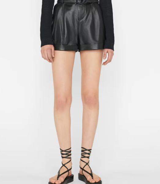 Paperbag Leather Shorts US