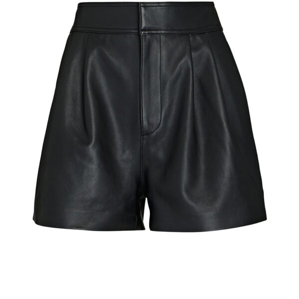 Pleated Leather Shorts