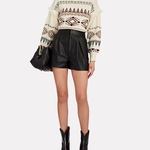 Pleated Leather Shorts US