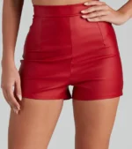 Red Leather Shorts