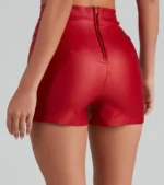 Red Leather Shorts US