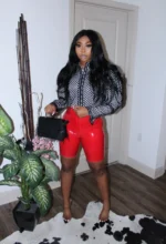 Red Patent Leather Shorts US
