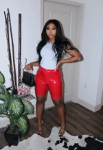 Red Patent Leather Shorts USA