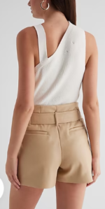 Super High Waisted Leather Belted Paperbag Shorts USA