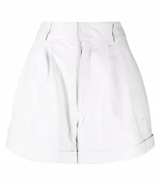 White Jett Leather Shorts