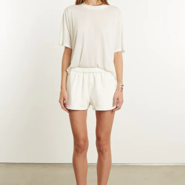 White Leather Slip Shorts