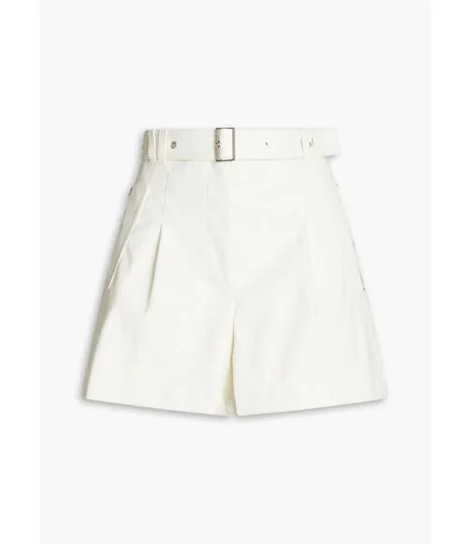 Womens White Belted Leather Shorts