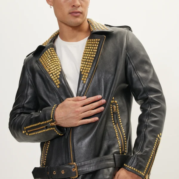 Black and Gold Leather Jacket