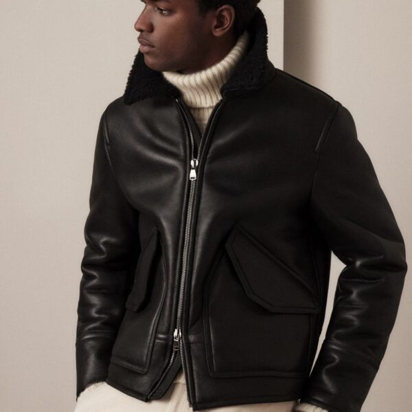 black aviator leather jacket