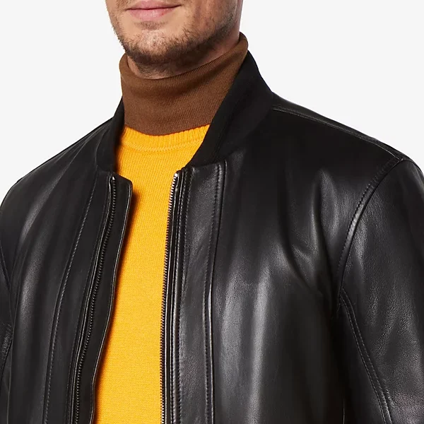 Mens MacNeil Smooth Leather Bomber Jacket United States