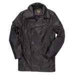 Leather Pea Coat Z21V030