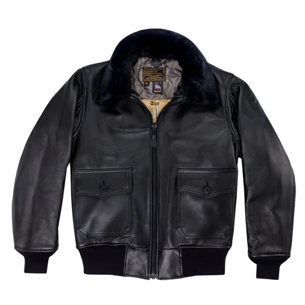U.S Navy Lambskin G-1 Flight Jacket Z201035M in Black