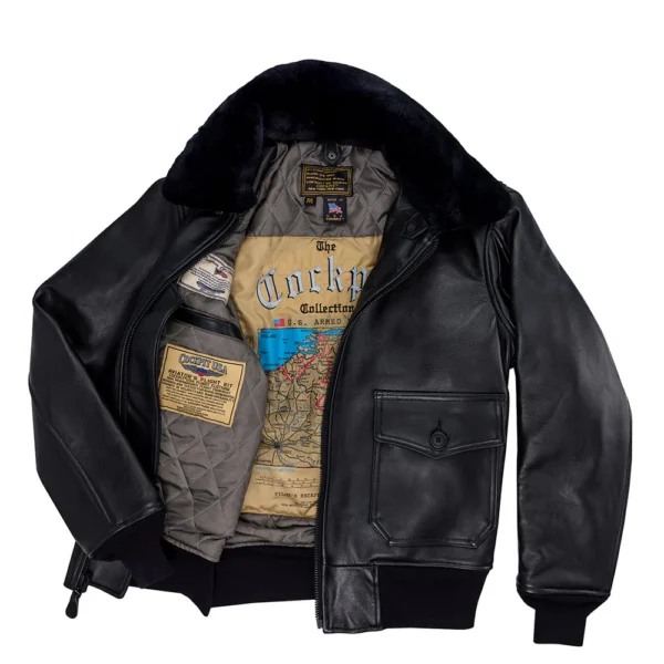 U.S Navy Lambskin G-1 Flight Jacket Z201035M in Black US